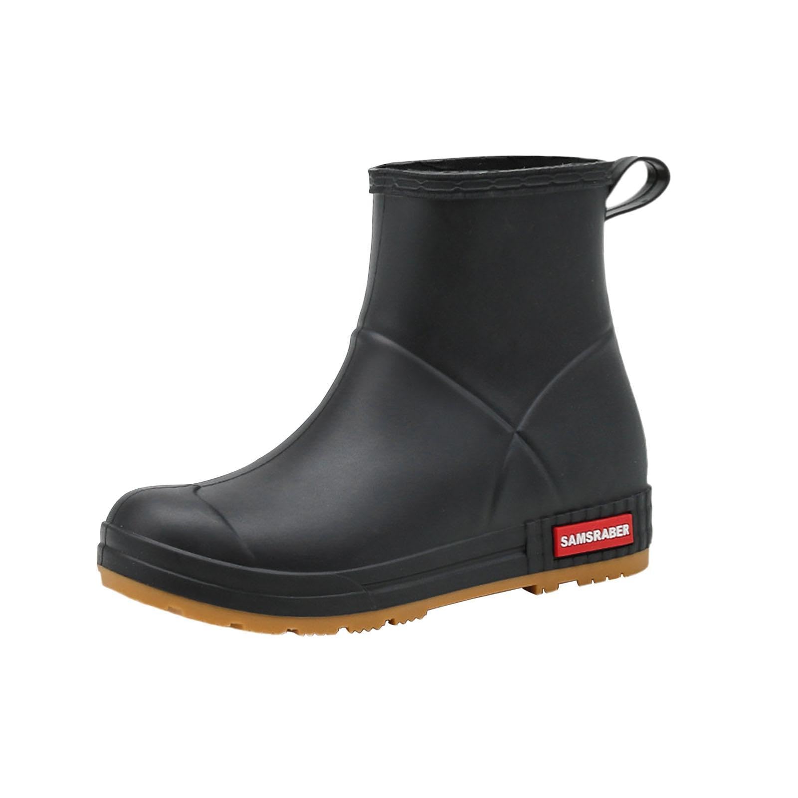Merishopp Women Rain Boots Waterproof Anti Slip Rainboots for Outdoor Hiking Traveling 235cmx17cm black1 Pair Rain Boots| Boots| Boots| Womens Shoes |Clothing Shoes & Accessories-picture-30