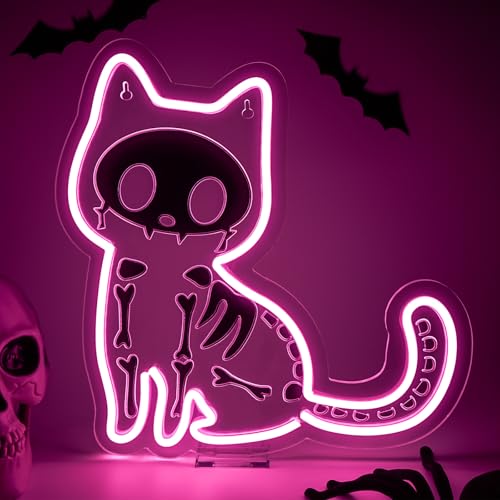 FAXFSIGN Electric Shock Cat Neon Sign Pink Cat Kitty LED Neon Signs for Wall Decor Home Kids Room Living Room Led Light for Cat Club&Clinic Neon Wall Unique Gift for Animal Lovers