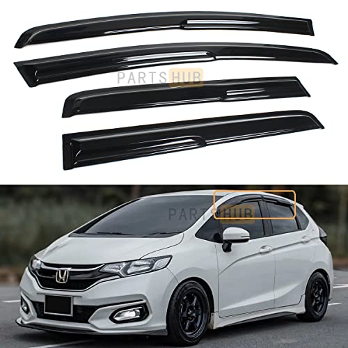 Fits for 2015-2020 Honda Fit Jazz GK5 JDM 3D Wavy Mugen Style Window Visors Rain Guards Deflector