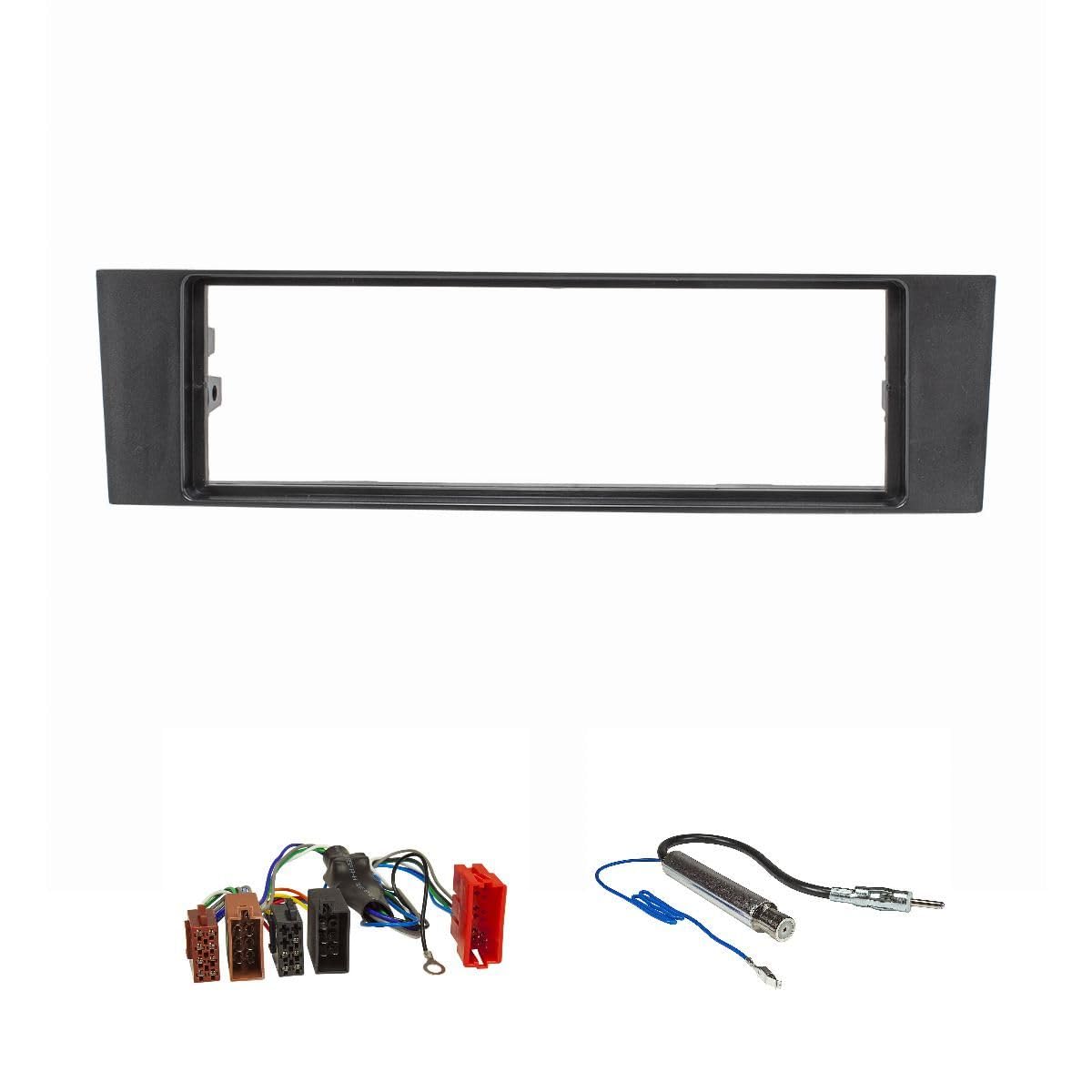 tomzz Audio 2403-030 Set di pannelli radio compatibili con Audi A3 A3 Sportback 8P 8PA nero con adattatore sistema attivo Adattatore antenna ISO alimentazione fantasma DIN