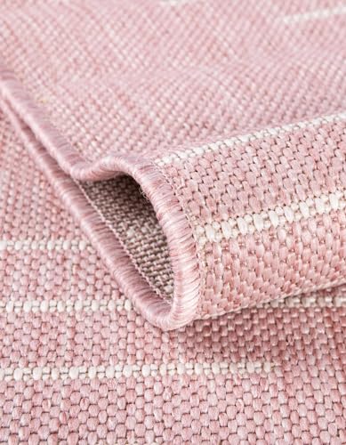 Tapete moderno para exterior 4'1 x 6'1 rosa miniatura 7