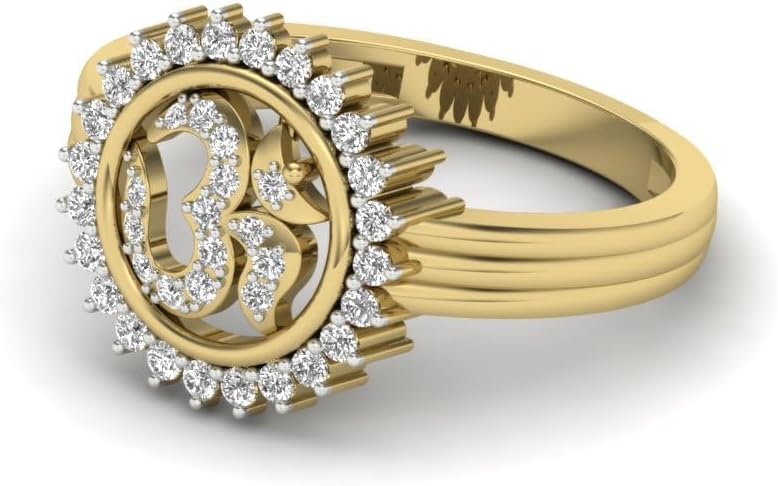 14K Yellow Gold Plated 925 Silver OM Ring with Multi Natural Zircons