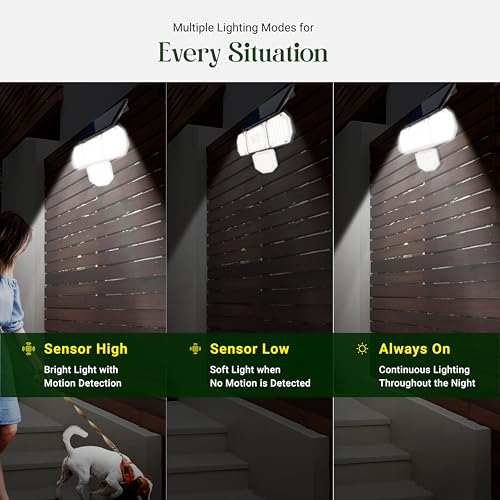 Image of Dylect Eco Solar Security Light Outdoor for 12Hr Runtime, 4 x Movable Panel, Ultra Bright with Advanced Motion Sensor, IP64 Waterproof, Solar Light for Garden, Shop, Home, Parking (Warm + Cool White)