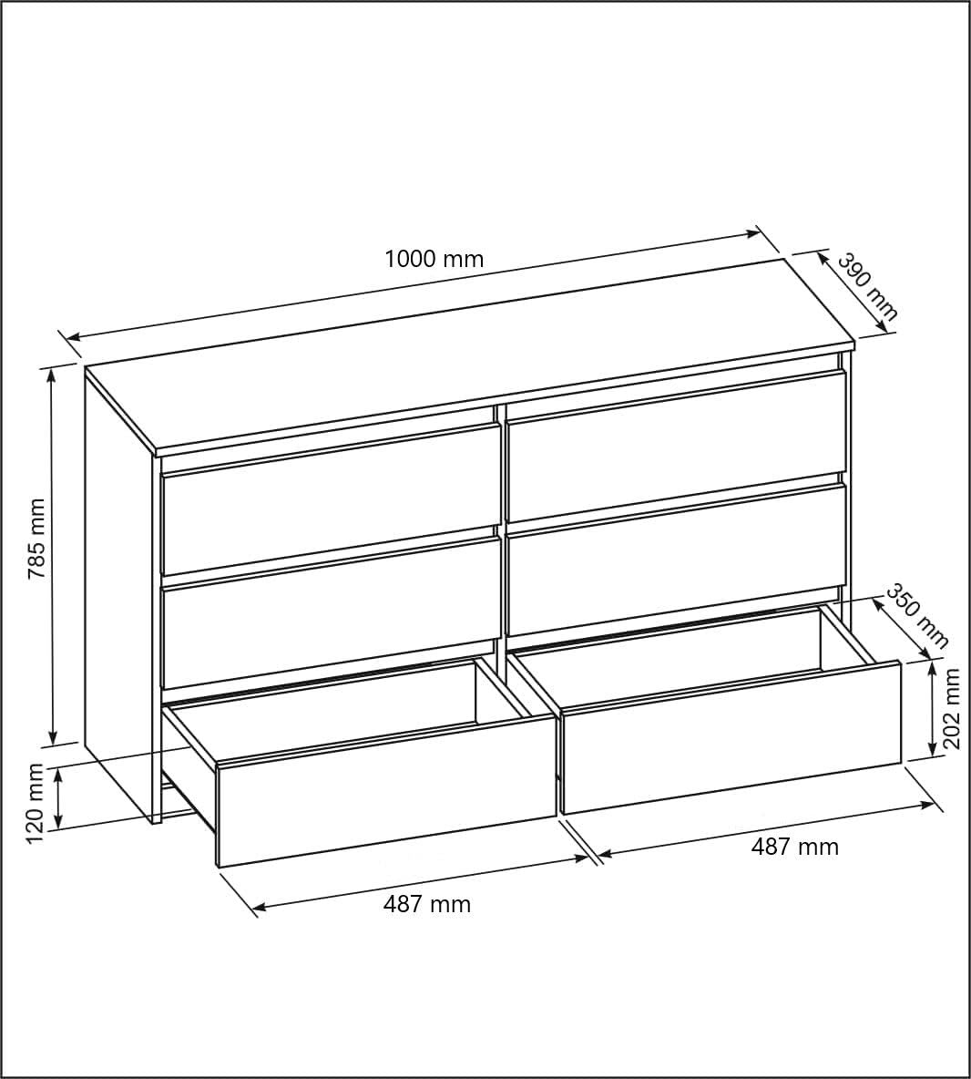 meble masztalerz Commode Chambre avec 6 Tiroirs - Meuble de Rangement pour Salon et Entrée Couloir - Spacieuse et Design - Anthracite - 100x39x78,5cm