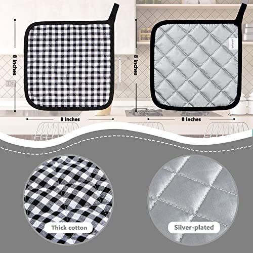 Joyhalo-4-Pack-Buffalo-Plaid-Christmas-Pot-Holders-for-Kitchen-Heat-Resistant-Pot-Holders-Sets-Oven-Hot-Pads-for-Cooking-Baking-Black Joyhalo 4 Pack Buffalo Plaid Christmas Pot Holders for Kitchen Heat Resistant Pot Holders Sets Oven Hot Pads for Cooking Baking Black