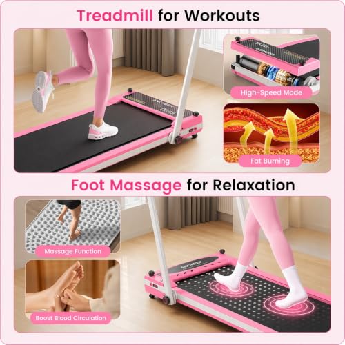 Image of FUNMILY Upgrade Walking Pad Folding Treadmill with 12% /15% Incline & Handle Bar, 3.5HP Foldable Under Desk Compact Treadmills for Home /Office /Gym, 400+lb Capacity, Shock Absorption