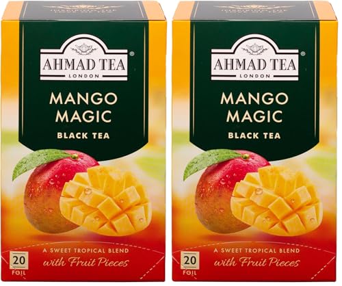 Ahmad Tea Mango Magic (Pack of 1, Total 20 Aluminium Foil Envelopes) [Grocery] (Paquete de 2)