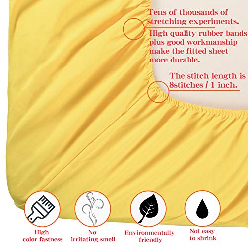 Ntbay 3 Pieces 100% Microfiber Twin Bed Sheet Set, 1800 Super Soft And Cozy, Wrinkle, Fade, Stain Resistant Fitted Sheet Set (1 Flat Sheet, 1 Fitted Sheet, 1 Pillowcase) With Deep Pocket, Yellow #TOP5