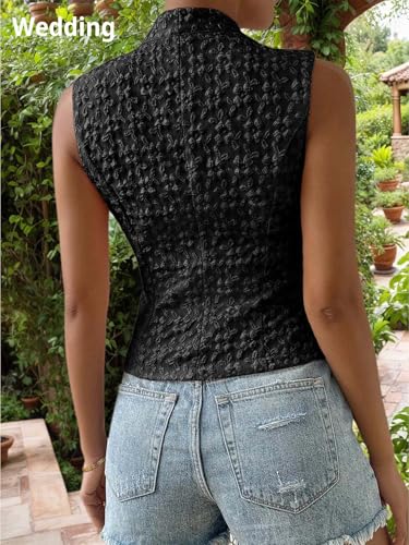 Image of Mina Self Women's 2026 Summer Lightweight Knit Vest Top - Breathable Stretchy Floral Trendy Casual Work Office Slim Waistcoat