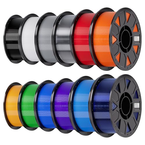 Image of Creality Ender PETG 3D Printer Filament 1.75mm 12KG (26.4lbs), Moistureproof 3D Printing Ender PETG Filament, Black+White+Grey+Clear+Red+Orange+Yellow+Green+Blue+Purple+Tech Blue+Transparent Blue