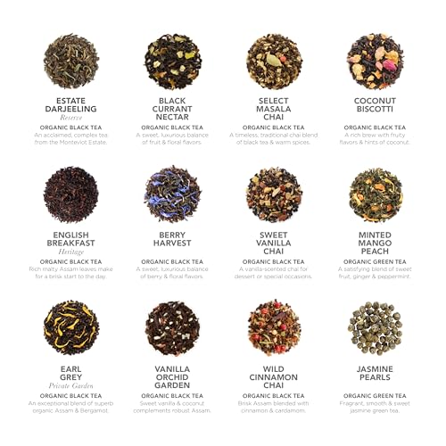 Image of Teabloom - World's Finest Pyramid Tea Collection, 24 Varieties of USDA Certified Organic & Kosher Teas - Black Tea, Green Tea, White Tea, Oolong Tea, and Herbal /Fruit Tea Blends