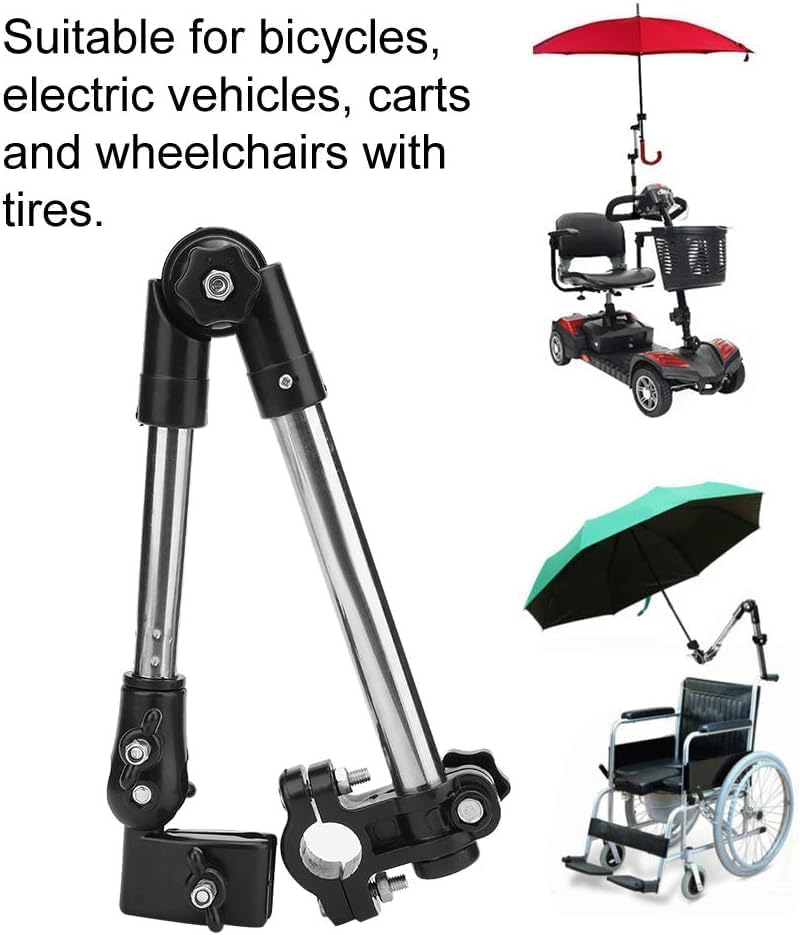 Miniatura 2 de Soporte de montaje para paraguas ajustable de 360 para bicicleta, soporte de montaje elástico, cochecito de bebé, sillas de ruedas, andador,
