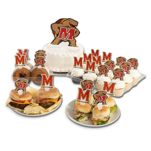 Desert Cactus University of Maryland UMD Terrapins Food Picks Cupcake and Cake Toppers Cake Pop Sticks - 25 Pcs Party Supplies and Decorations