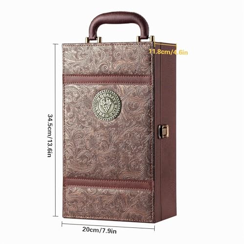 Miniatura 3 de Caja Para Botella De Vino Con Accesorios Para Vino De 4 Piezas Estuche Portador De Vino Para 2 Botellas Para Bodas Aniversarios Fiestas Viajes 35x20x12 Cm