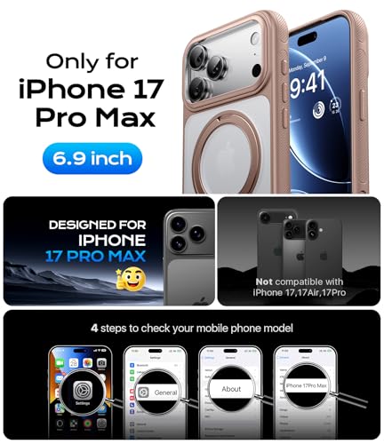 Image of iPhone 17 Pro Max Case with Stand for Women /Men, Strong Magnetic for iPhone