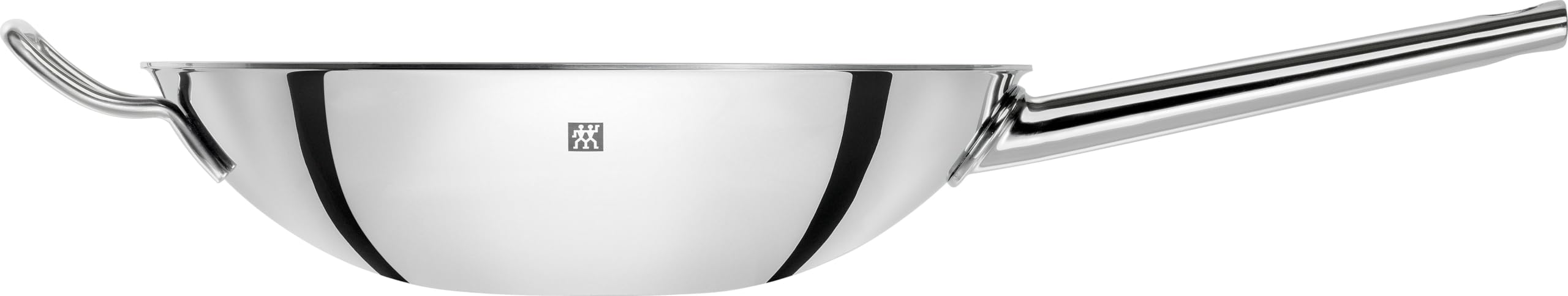 ZWILLING Plus Wokpfanne, 32 cm, Keramikbeschichtet, Induktion, mit Glasdeckel und Edelstahlgitter, Silber