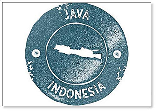 Java Map Vintage Stamp. Retro Style Illustration Fridge Magnet