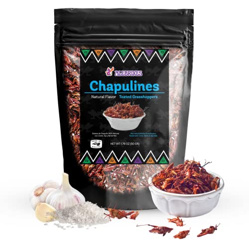 Alebrixes | Chapulines From Oaxaca 1.76 oz (50g) | (Grasshoppers) Premium Fresh Gourmet Edible Insects | Marinated Natural Flavor | Vacuum Sealed Bag - Always Fresh (Not Dehydrated) Mexican Snack.