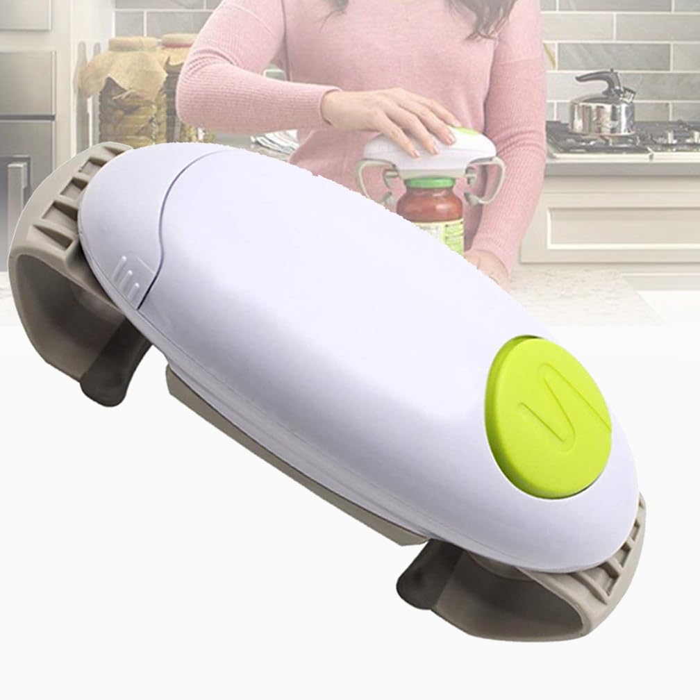 Abrelatas EléCtrico con Borde Suave Y Suave, Abrebotellas para ArtríTicas Manos, con Un Solo Toque De Arranque AutomáTico para Artritis Y Personas Mayores,Green
