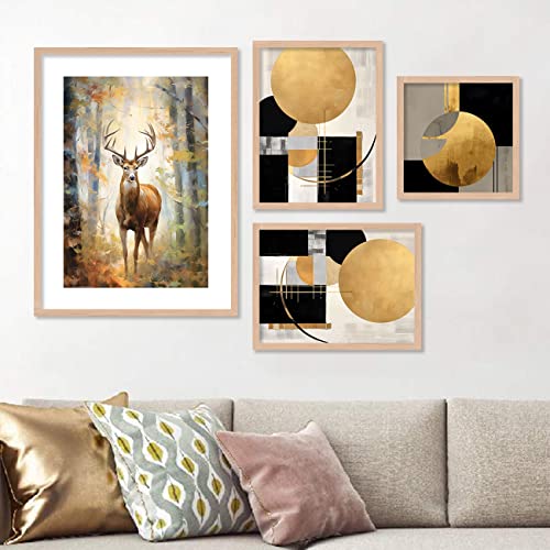 Image of kotart Aesthetic Modern Wall Decor Paintings with Frame for Home Decoration - Painting for Living Room Bedroom - Painting for Wall Decoration (14 x 18 inch) Set of 4 (Classic Wall Painting, 8)