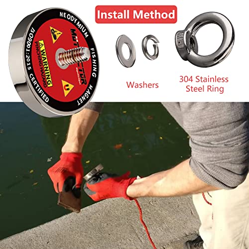 Mutuactor Fishing Magnet Kit 400Lb With Grappling Hook,Strong Retrieval Magnet N52 With 20M(65Feet) Durable Rope For Magnet Fishing And Magnetic Recovery Salvage Under Water… #TOP4