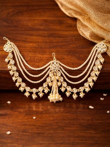Image of OOMPH Jewellery Ethnic Sheeshphool-Kundan Jadau Floral Design for Women & Girls Stylish - DPH161DST4RKH184RKH235 PA201