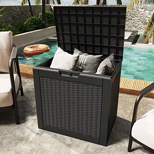 Greesum 32 Gallon Resin Deck Box Large Outdoor Storage for Patio Furniture, Garden Tools, Pool Supplies, Weatherproof and UV Resistant, Lockable, Black Greesum 32 Gallon Resin Deck Box Large Outdoor Storage for Patio Furniture, Garden Tools, Pool Supplies, Weatherproof and UV Resistant, Lockable, Black