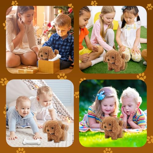 YISKY Realistischer Roboter Welpe, Elektronisches Haustier Hund Für Kinder, Interaktives Hund Spielzeug Kinder, Plüschiger Laufender Welpe Hund, Bellendes Hunde Spielzeug für Jungen und Mädchen