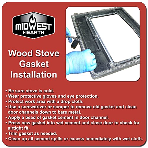 Midwest Hearth Wood Stove Replacement Gasket for Woodburning Stoves