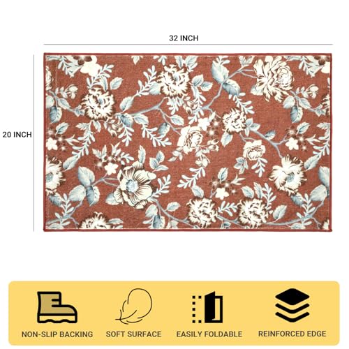 Tapete Lavable 20"x32" Antideslizante Floral Interior miniatura 2