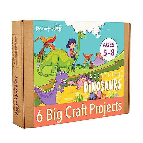jackinthebox Dinosaur Themed Craft Kit and Educational Toy for Boys and Girls | 6 Activities-in-1 Kit | Great Gift for Kids Aged 5 to 8 Years Old | Learning Stem Toys (Dinosaur 6-in-1)