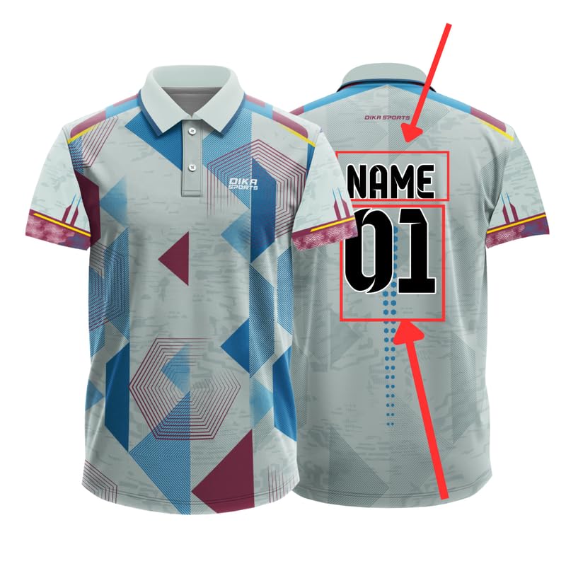 Dika Sports Custom Sports Cricket Jersey Customise t-Shirt for Men Personalised Name | 2 Year to 5XL