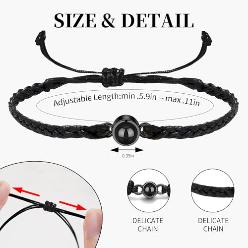 Easycosy Custom Bracelets with Picture inside, Personalized Photo Projection Bracelet, Adjustable Length Bracelet Memorial Gifts for Her Him Girlfriend Boyfriend3