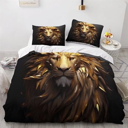Lion parure de lit housse de couette 220x240cm 3 pièces en microfibre