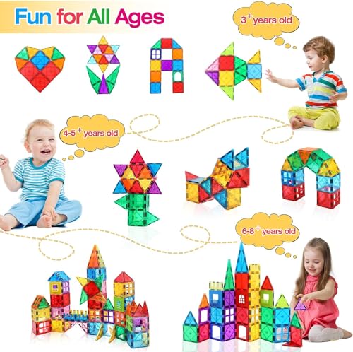 Image of ANVIE & ABEER Set of 30 Big (75mm) Magnetic Building Tiles for Kids, Educational Stacking Blocks for Boys Girls, Magnets Construction Toys, (Big Tiles Set of 30 PCS)