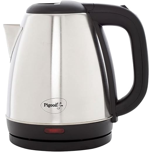 Pigeon by Stovekraft Amaze Plus Electric Kettle (14289) with Stainless Steel Body, 1.5 litre, used for boiling Water, making tea and coffee, instant noodles, soup etc. (Silver)