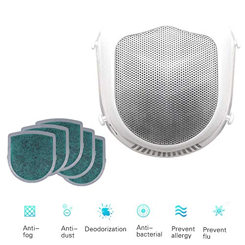 GHmarine Máscara eléctrica + 5 filtros de Repuesto, máscara de Polvo eléctrica Inteligente, válvula de respiración purificadora de Aire Fresco (Blanco)