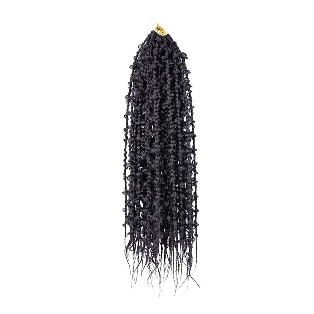 Koński ogon 24-calowe syntetyczne warkoczyki typu box braids, 6 sztuk, gotowe do splatania, szydełkowane(Black)