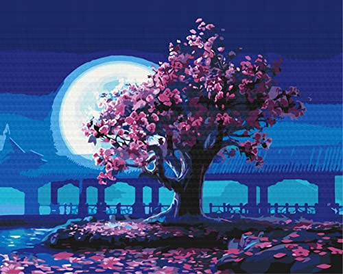 Peinture par numéros cerisier japonais 40x50 kit tableau à peindre