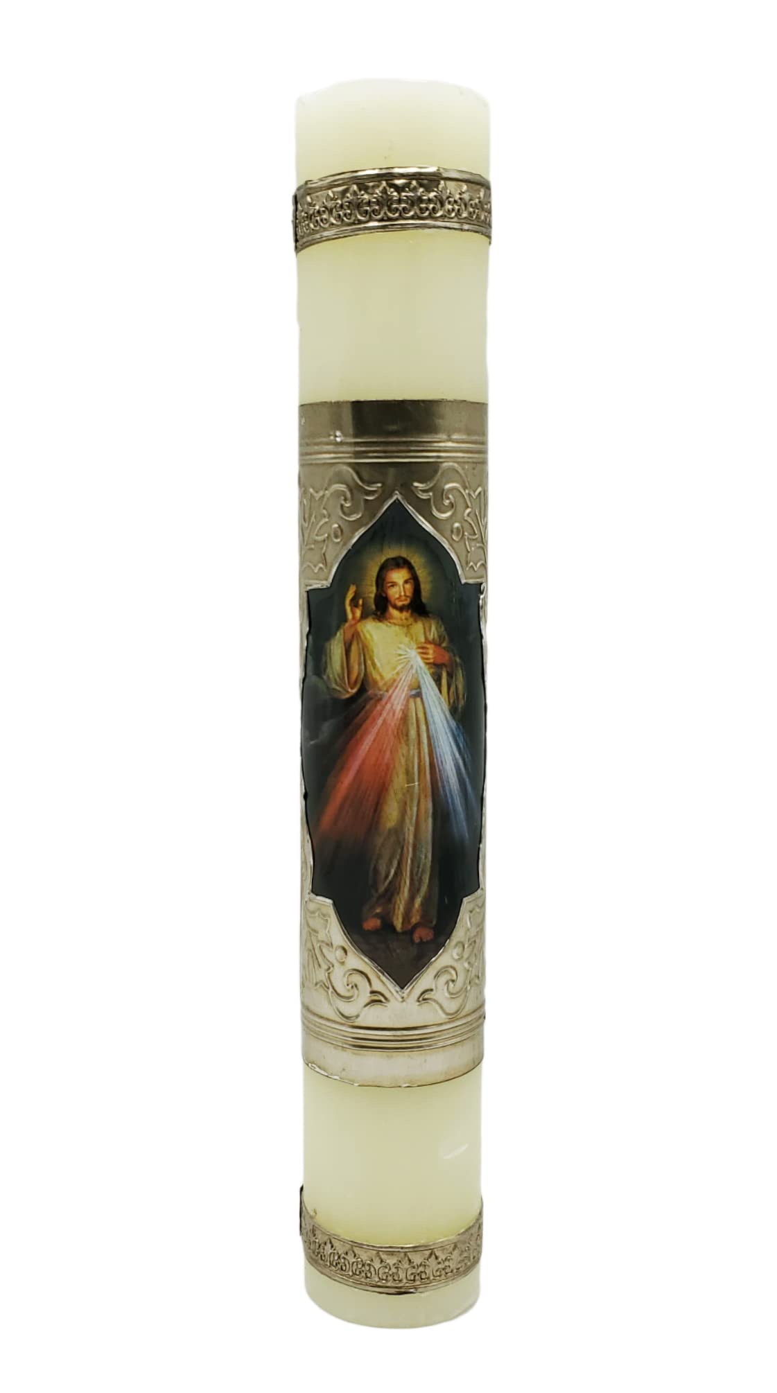 Gigi's Classy Kids Divine Mercy Cirio Paschal Candle Prayer Vela 9.5'' x 1.5'' Cirio Pascual Divina Misericordia