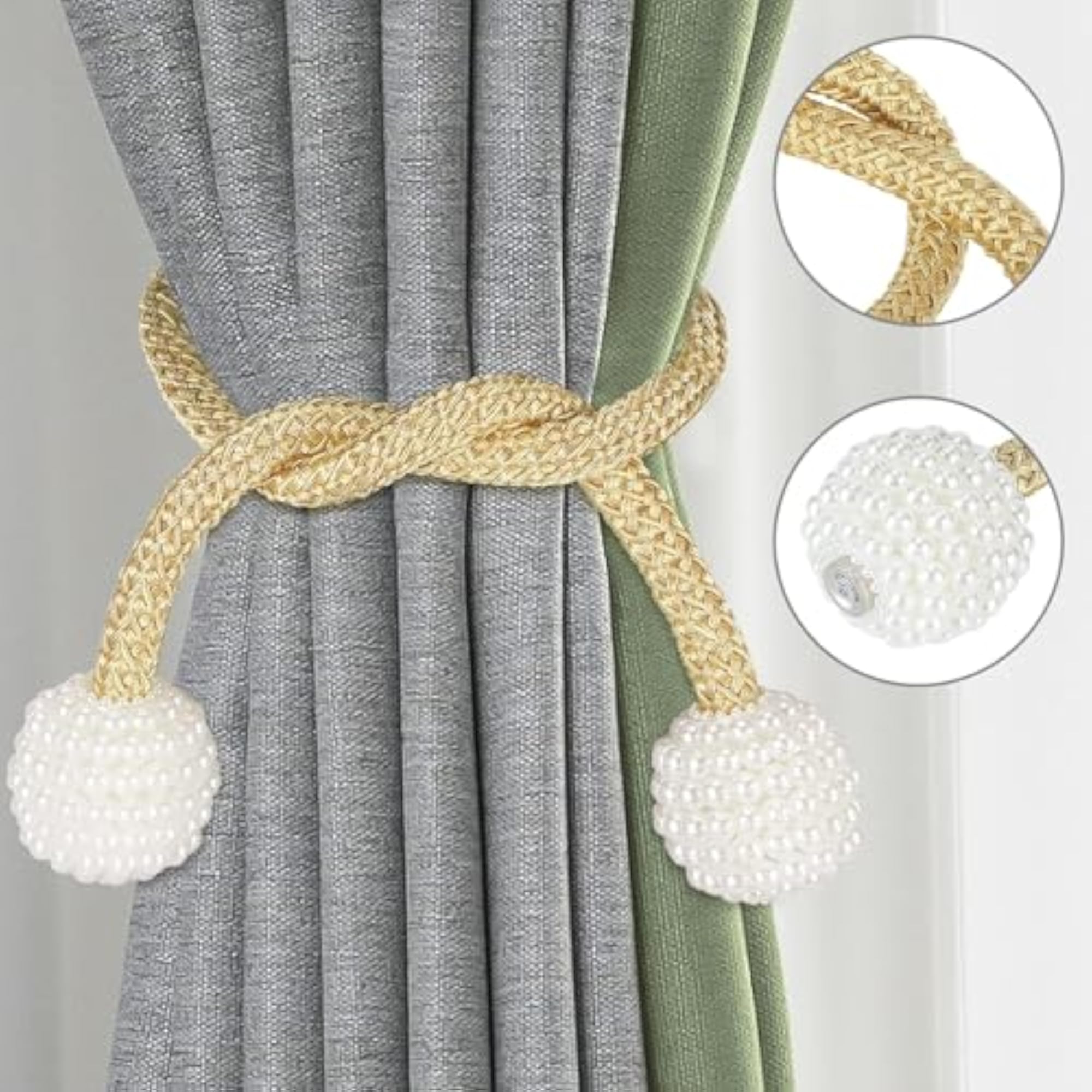 Premium Magnetic Curtain Tiebacks, Convenient Drape Tie Backs