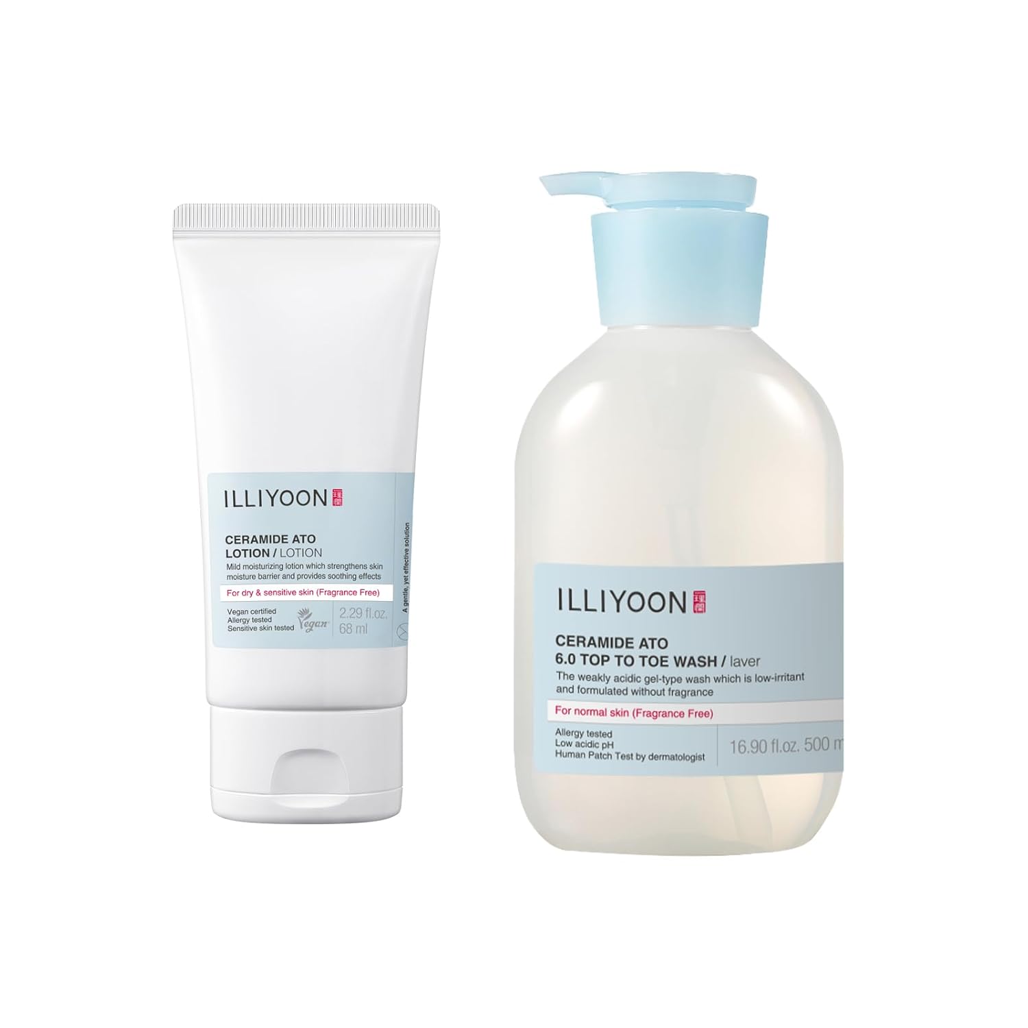 Illiyoon ATO Top To Toe Wash 16.9 Fl Oz with ATO Lotion 2.29 Fl Oz