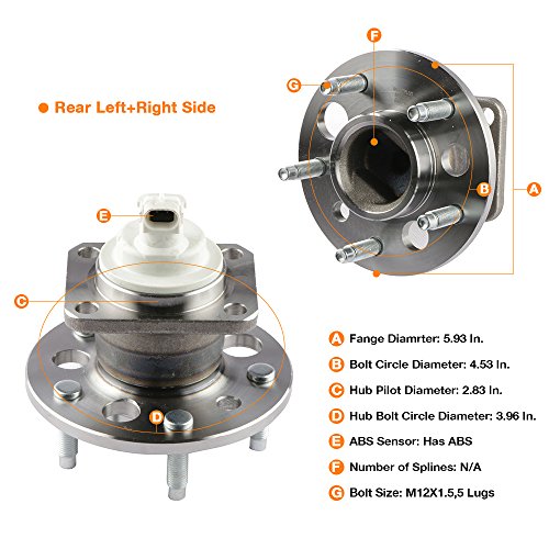 Mostplus Wheel Bearing Hub Rear Wheel Hub And Bearing Assembly 512150X2 Compatible For Chevy Buick Pontiac Left Right Side With Abs 5 Lug (Set Of 2) #TOP1
