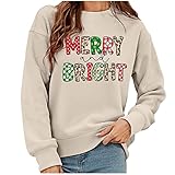 Women's Pullover Christmas Fleece Lined Sweater Women Cute Drop Shoulder Tops Plush Letter Print Swe