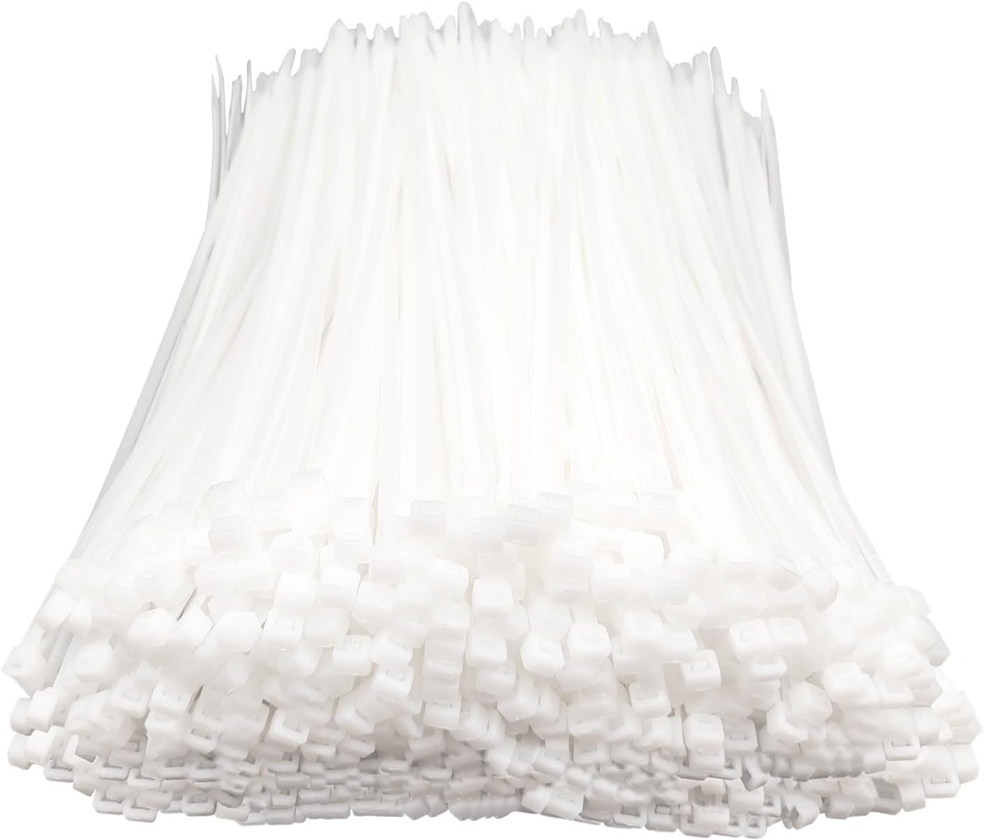 White Zip Ties 8 Inch (1000 pack), Clear, 50lb UV Resistant Cable Ties Used For Wire Management And Handicraft Production, by Boacua