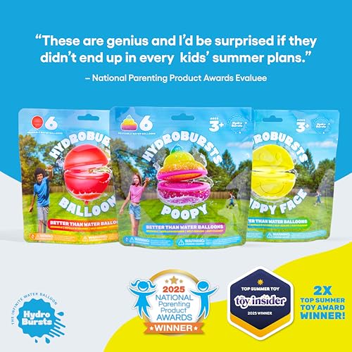Image of Hydroburst 6-pack Reusable Water Balloons by Relatable, For The Pool, Beach Toys And Outdoor Play Toys, Includes 6 Refillable Balloons