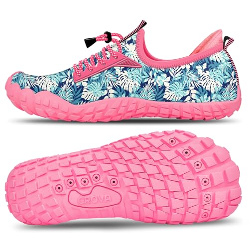 Built-in Heel Grips Water Shoes for Kids Girls Boys Hiking Shoes Wide Barefoot Swim Beach Pools Aqua Socks Slip-On Quick Dry Lightweight for Big Little Kids Toddler