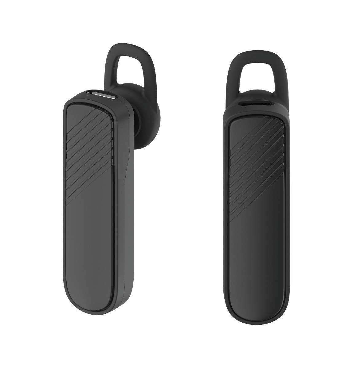 ٻه views of the GENAI Wireless Bluetooth Headset B112, one with an earbud and one without, showing its compact design
