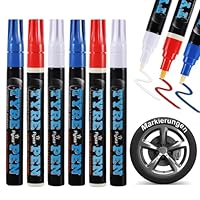 tlidfgeo 6 Stück Autoreifen Stift, 3 Farben Reifenmarker Hohe Kapazität Reifenstift, Wasserfest Autoreifen Marker, Reifen Lackstifte für Auto Motorrad Reifen