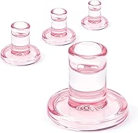 Vista 12 de 4 portavelas cónicos ámbar, portavelas de cristal a granel, candelabros transparentes para mesa de comedor